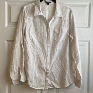 Textured white button down